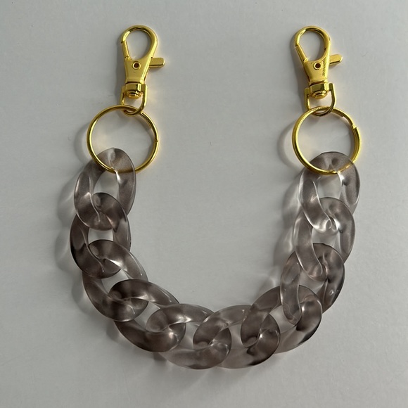 Acrylic Translucent Smokey Grey Chain Link Bag Strap Wristlet or Charm/Keychain - Picture 1 of 3